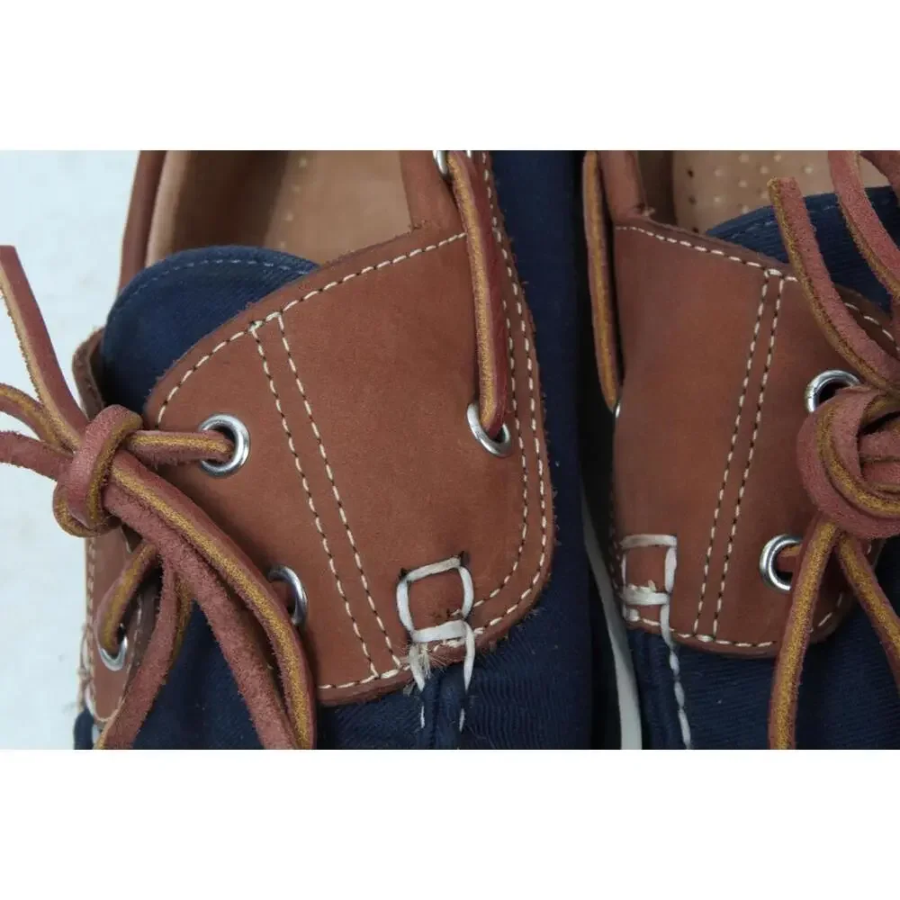 j. crew canvas boat shoes navy slip on mens moc sz 11.5